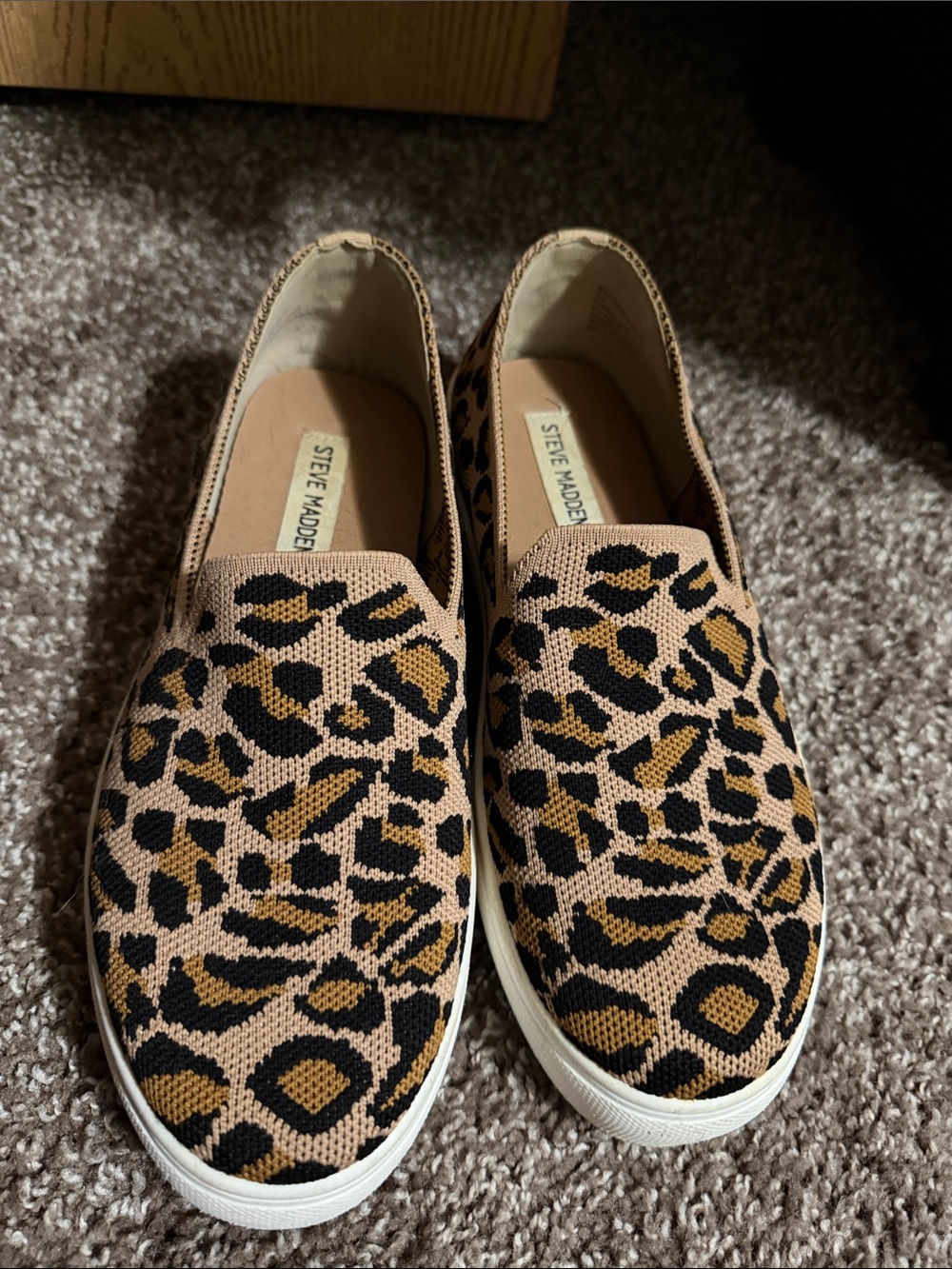 Steve Madden Leopard-Print Slip-On Sneakers in Tan and Black